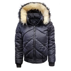 Дамско пухено яке с качулка, City Angels Jeans, Бежово, 6812
